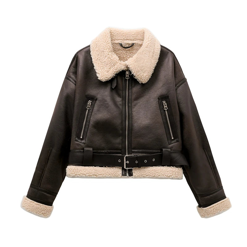 Woman's Fashion Thick Warm Faux Shearling Jacket Coat - Norellé