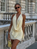 Draped Backless Halter Mini Dress Women's - Norellé
