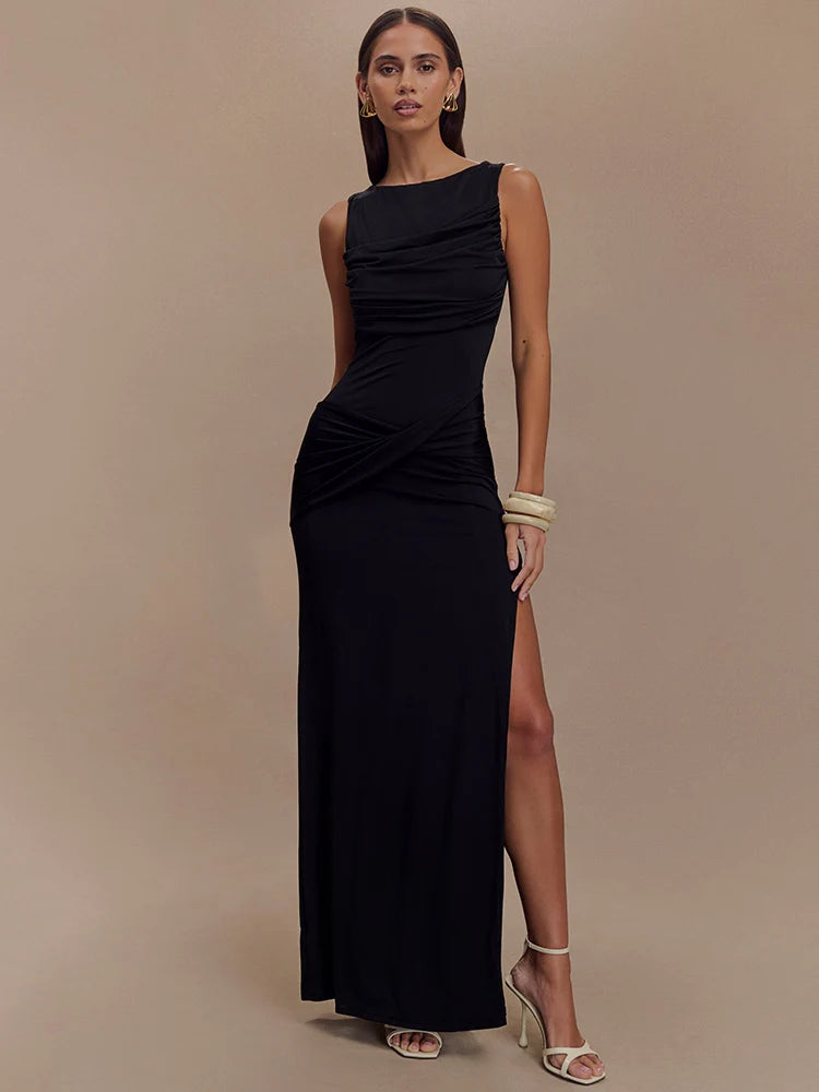 Backless Ruched Maxi Tank Dress Women - Norellé