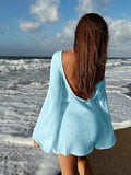 Summer Solid Knit Mini Dress Sexy Backless Bell - Norellé