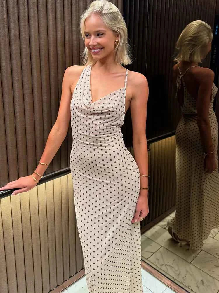 Printed Polka Dots Maxi Dress For Women