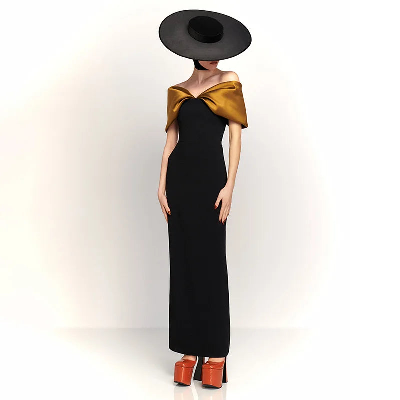 Elegant Off Shoulder Maxi Dress Backless High Waist Slimming Long - Norellé