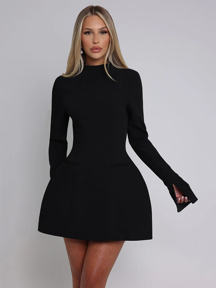 Long Sleeve Backless Mini Dress For Women Autumn Winter - Norellé