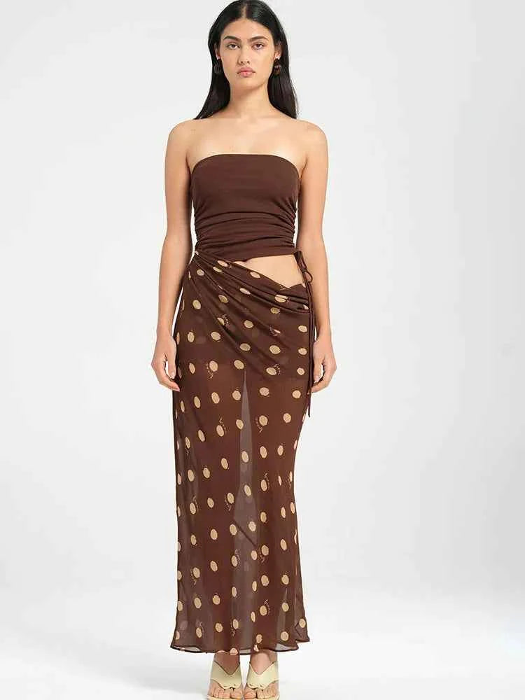 Strapless Printed Polka Dot Women Dress