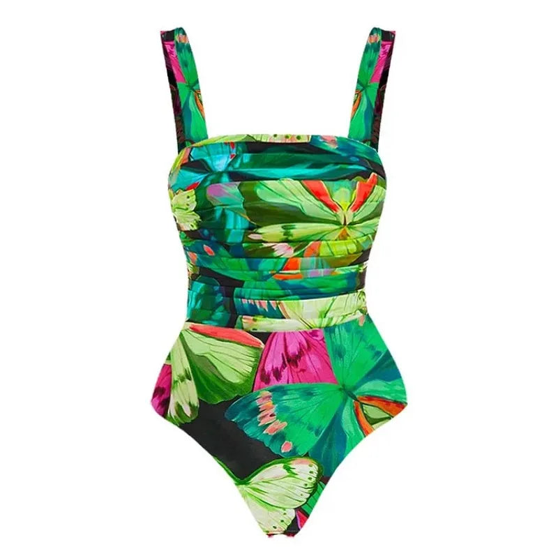 Women's Racerback Pleated Basic Swimsuit, Backless Padded Bra, Backless - Norellé