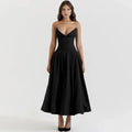 Black Elegant Strapless Corset Dress Midi - Norellé