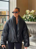 Women's Solid Leather Cotton Jacket