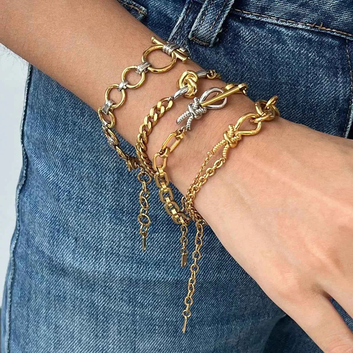 Stainless Steel Double Color Knot Bracelet