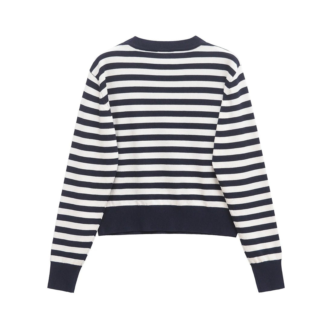 Women's Round Neck Long Sleeve Striped Casual Loose Knitted Sweater