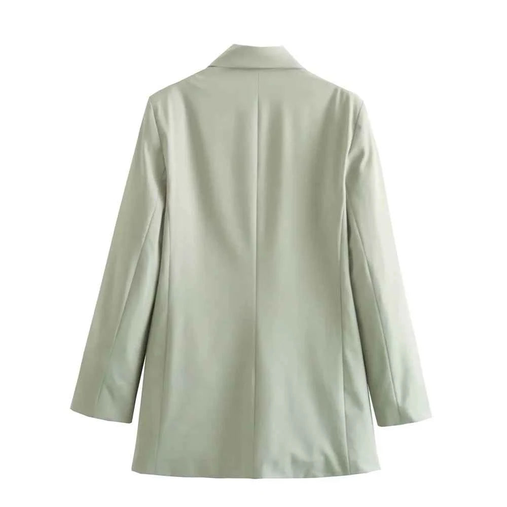 Women's Suit Coat Curled Hem Straight Leg Trouser Set