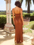 See Through Metal Flower Women Maxi Dress