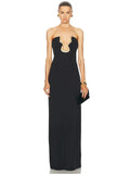 Women Strapless Backless Black Maxi Long Dress - Norellé