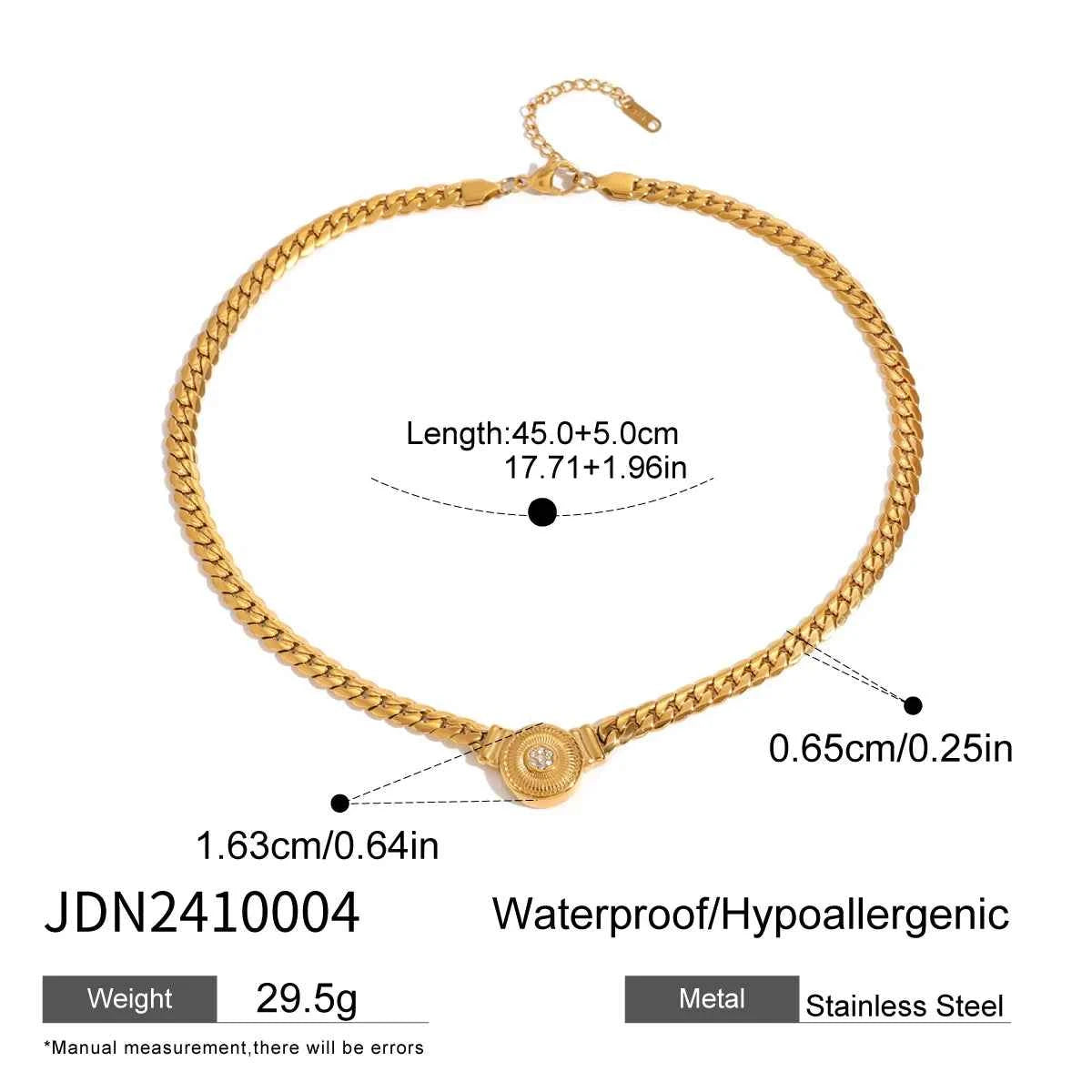 Retro Ribbed Round Pendant Necklace