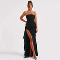 Black Off-shoulder Strapless Backless High Split Maxi Dress For Women - Norellé