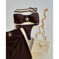 3 Pieces Bikini Set Bandeau Bikini Swimsuit Shiny - Norellé