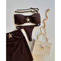 3 Pieces Bikini Set Bandeau Bikini Swimsuit Shiny - Norellé