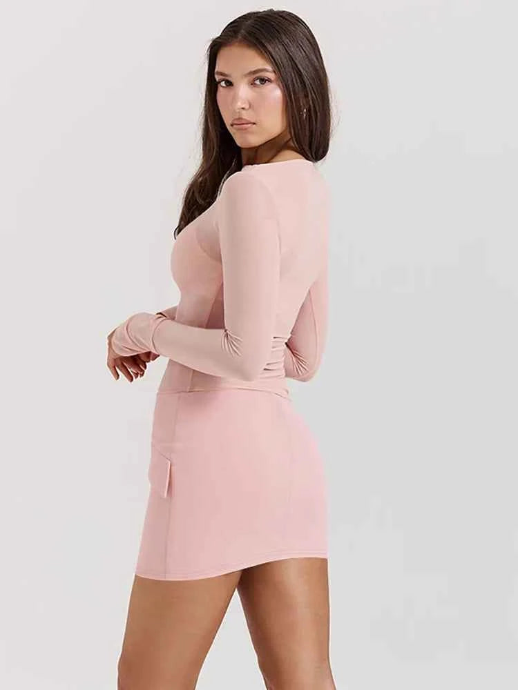 Patchwork Round Neck 3 piece Sets Women