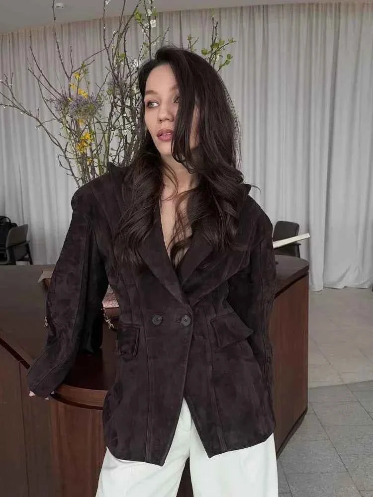 Women Brown Suede Jacket