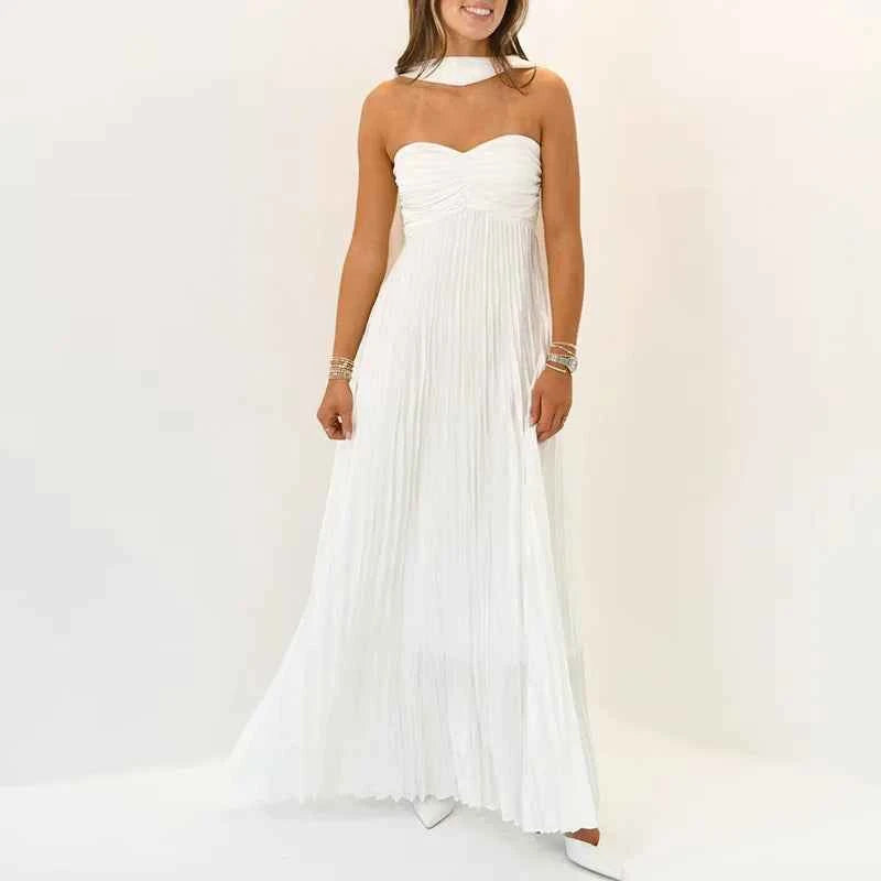 Scarf Off Shoulder High Waist Evening Dress