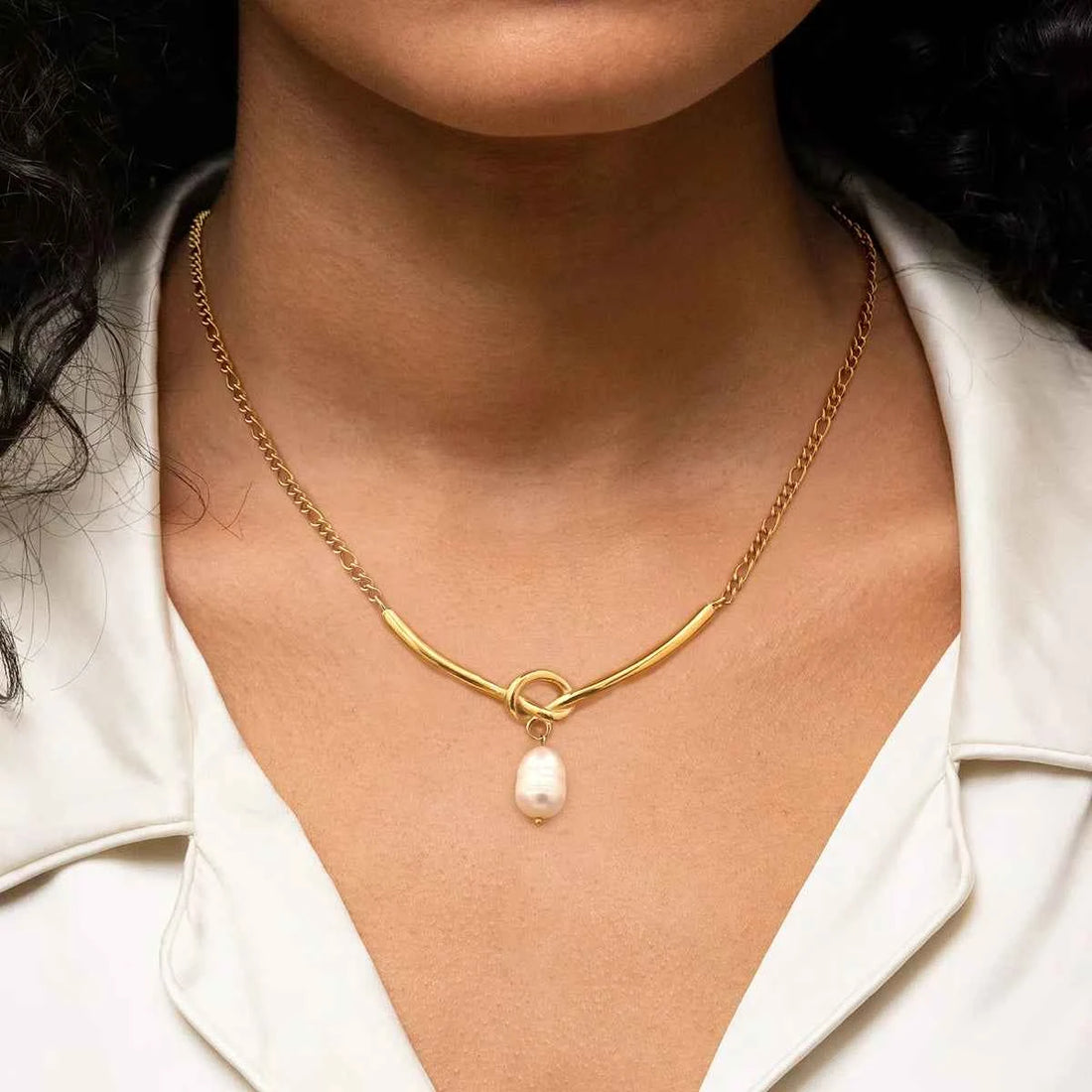 Smile Freshwater Pearl Necklace Knot Pearl Pendant