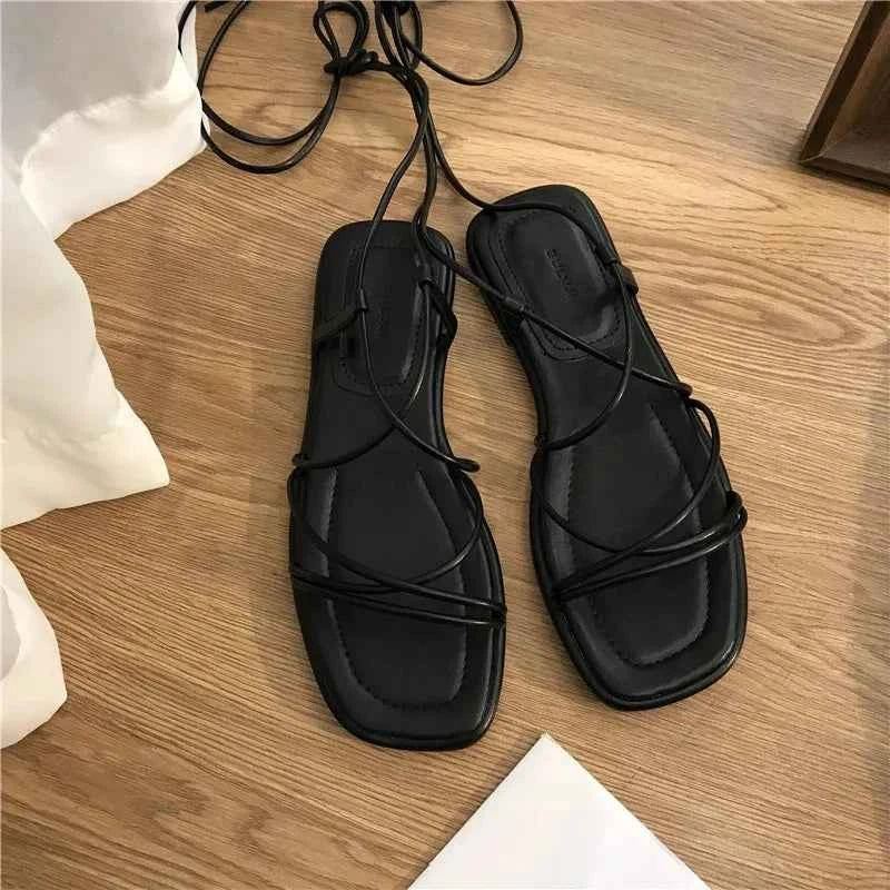 Sandals Women Flat Casual Cross-Tie Open Toe Sandals