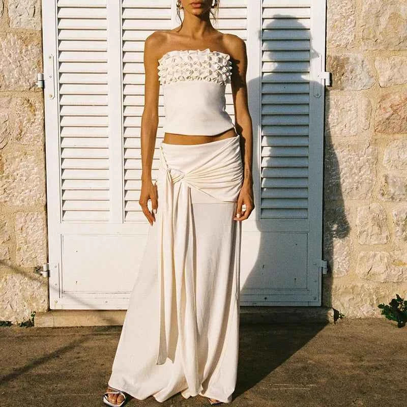 Lace High Street Half Dress Floral Camisole&Wrap Hips Skirts Sets