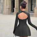 Button Backless Bodycon Short A-line Dress Women - Norellé