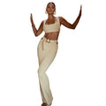 Women's 2 Piece Dress Sets Knit Ribbed Long Skirt Suit and Tank Top
