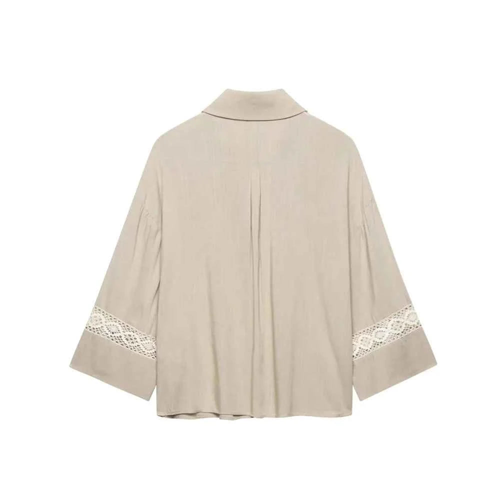 Women's Loose Long Sleeve Collar Casual Shirt Pants Set