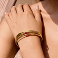Stainless Steel Red Natural Stone Three Layer Hollow Bracelet