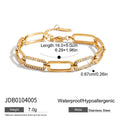 Stainless Steel White Rhinestone Paper Clip Hollow Bracelet
