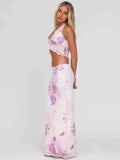 Mesh Print Skirt Two Piece Set Women