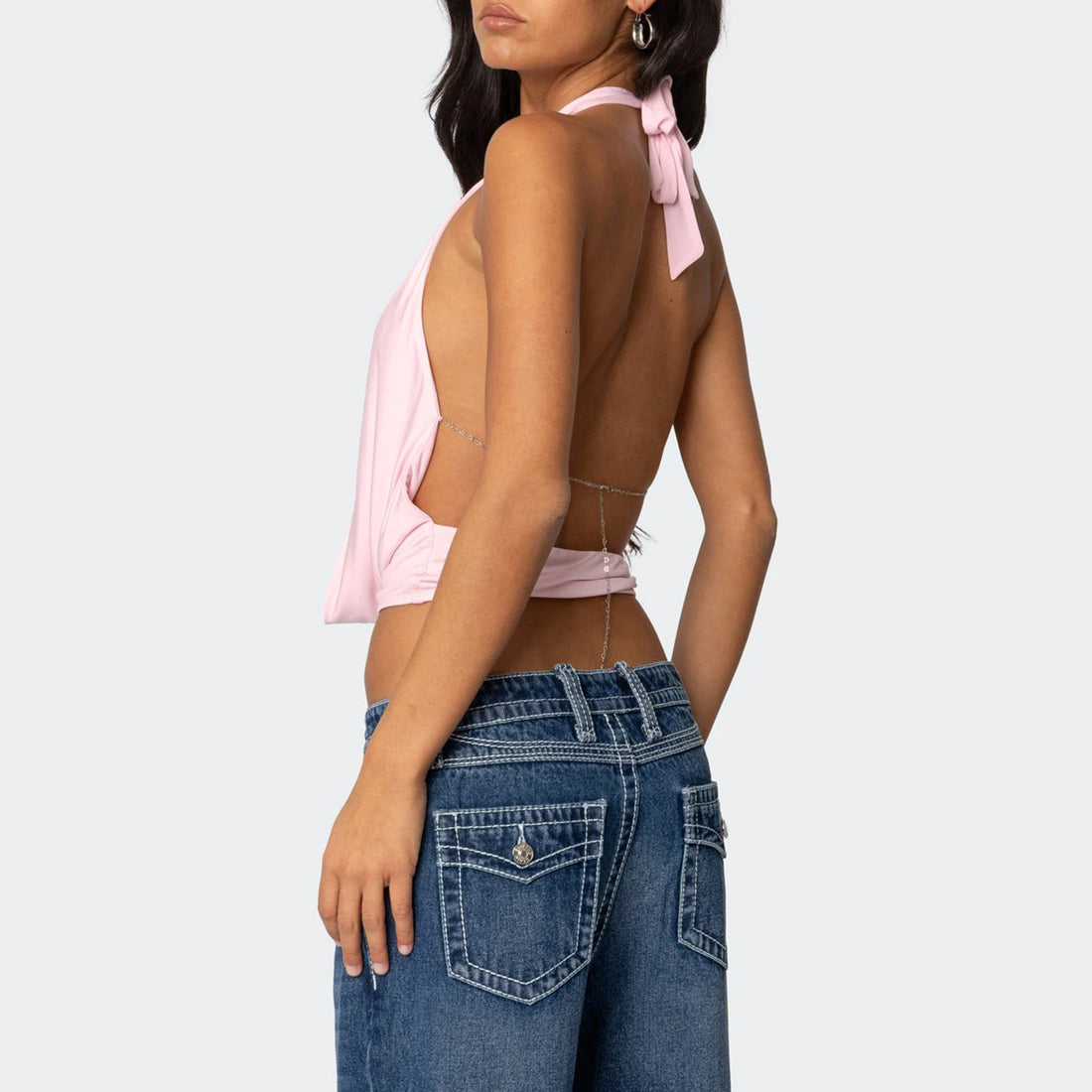 Women Halter Tank Tops Sleeveless Backless Crop Top