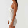 Knitted Asymmetric Dress Hollow Slant Neck Slim Mini Dress
