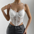 French Lace Underwire Rhomboid Fishbone Crop Top Backless - Norellé