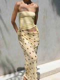 Strapless Printed Polka Dot Women Dress