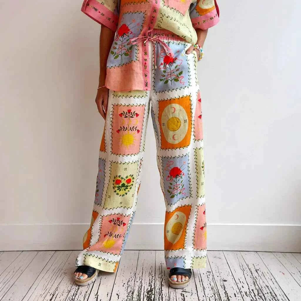 Linen Shirt Shorts Set