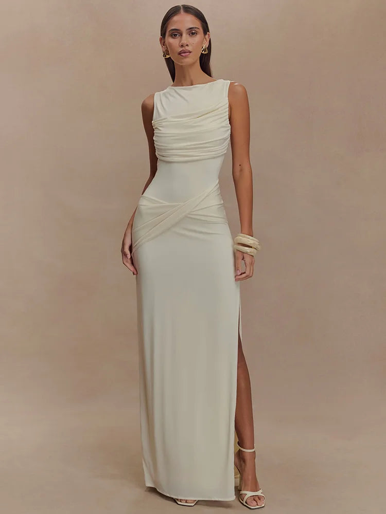 Backless Ruched Maxi Tank Dress Women - Norellé