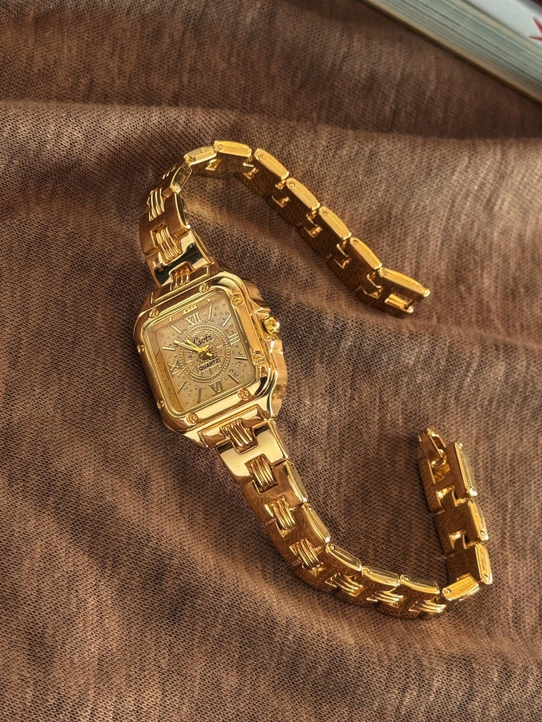 Gold Square Dial Women's Watch