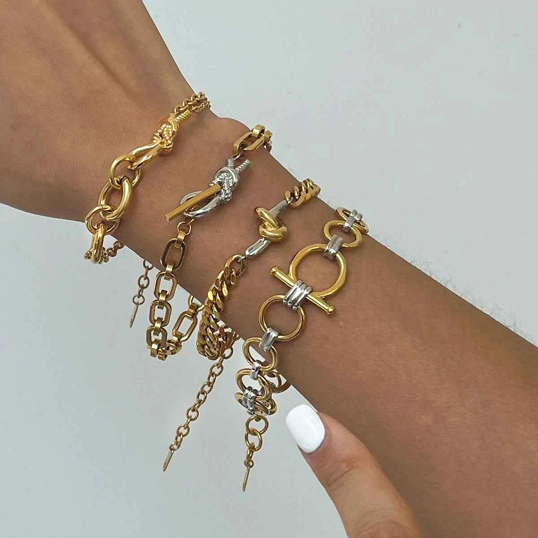 Stainless Steel Double Color Knot Bracelet