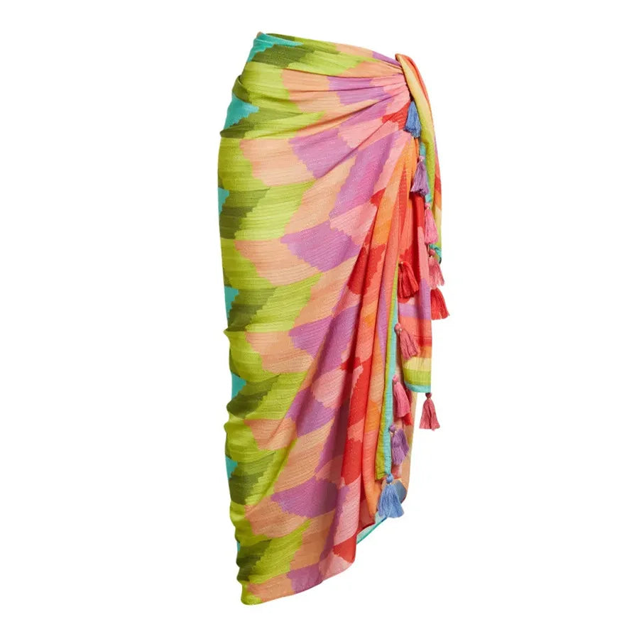 2PC Push Up Women Bikini Set Skirt Floral Printed Bikinis - Norellé