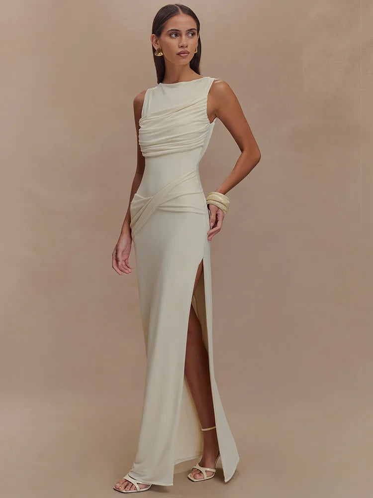 Backless Ruched Maxi Tank Dress Women - Norellé