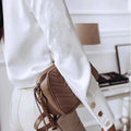 White Shirt Casual Stand Collar Long Sleeve