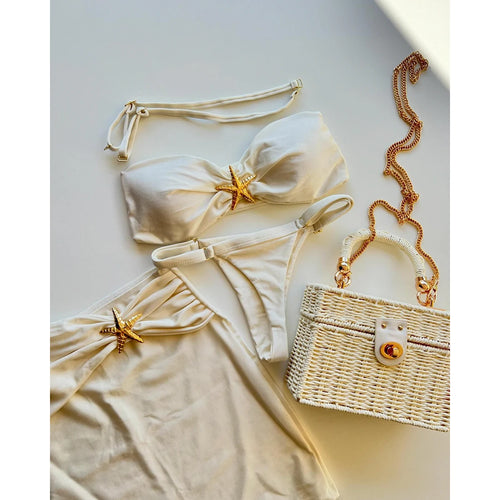 3 Pieces Bikini Set Bandeau Bikini Swimsuit Shiny - Norellé