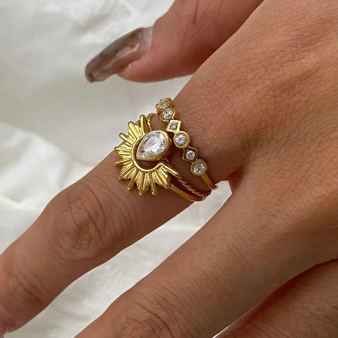 Stainless Steel 3pcs Ring Set