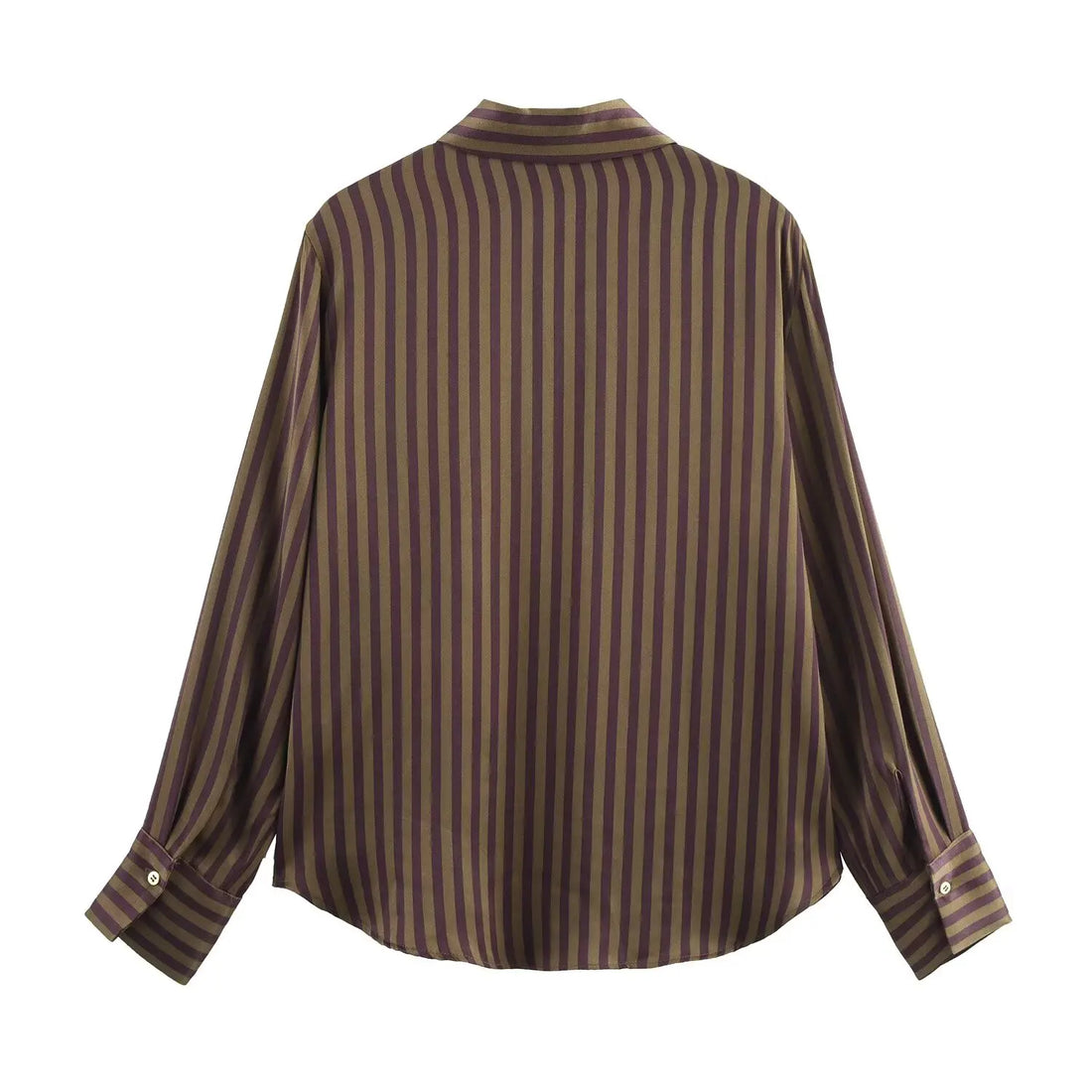 Women's Striped Long Sleeve Collar Style Shirt Striped Printed Casual Pants