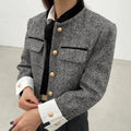 Metal Button Stand Collar Jackets for Women - Norellé