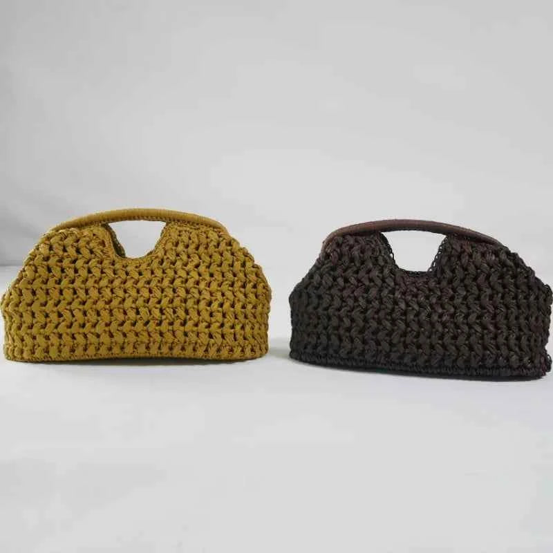 Elegant Ladies Chain Woven Handbag Straw Shoulder Bag