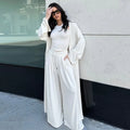 Women's clothing casual long jacket suspender strap wide-leg trousers three-piece - Norellé