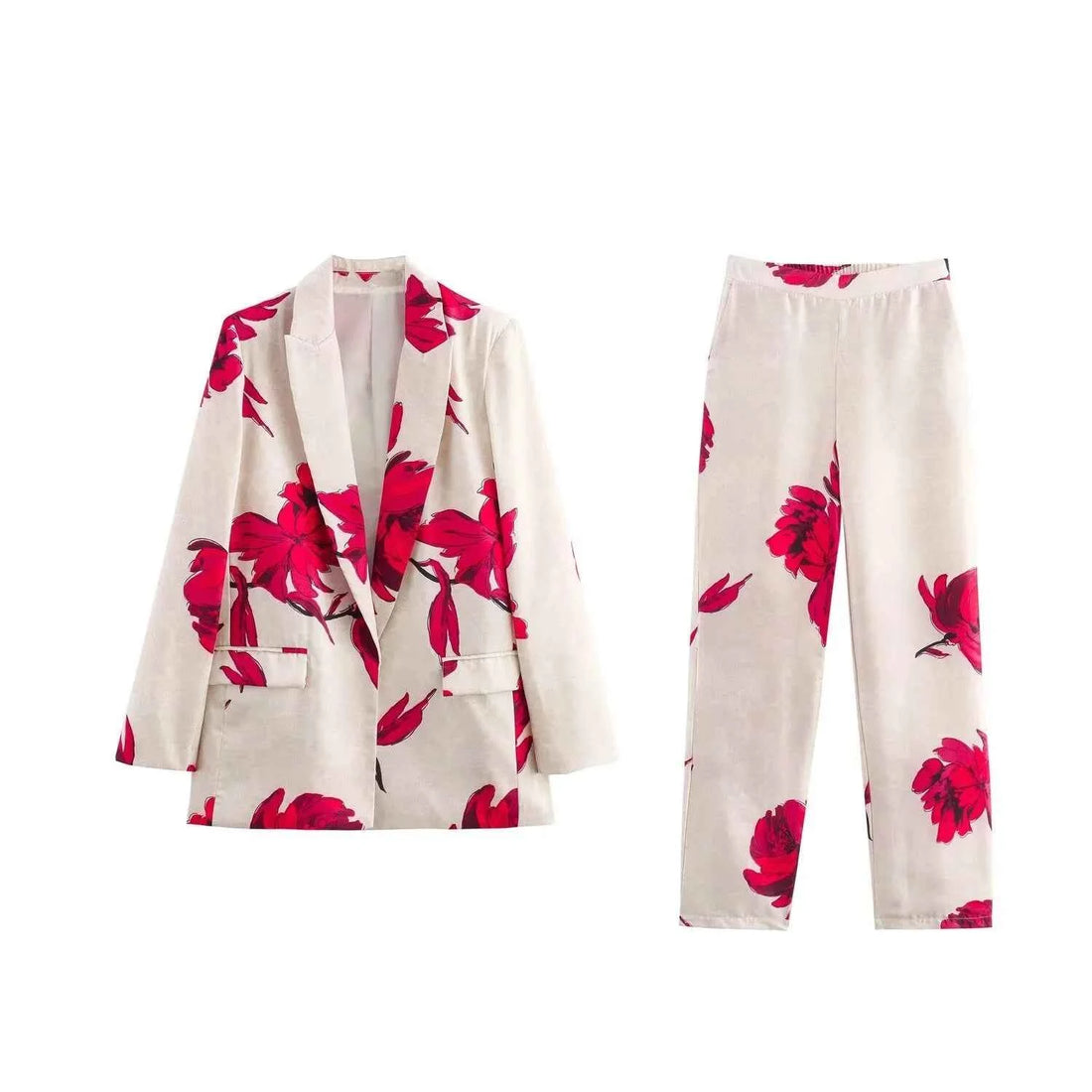 Women's Clothing  Casual Temperament Printed Suit Jacket Pants Set